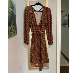 Black and Orange Wrap Fall Dress